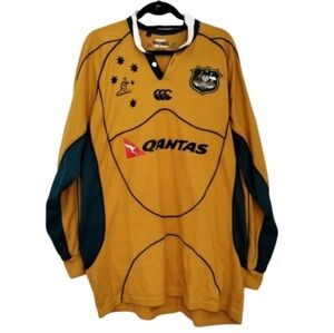Wallabies Rugby Jersey Canterbury Australia Size 2XL Men's Long Sleeved Yellow